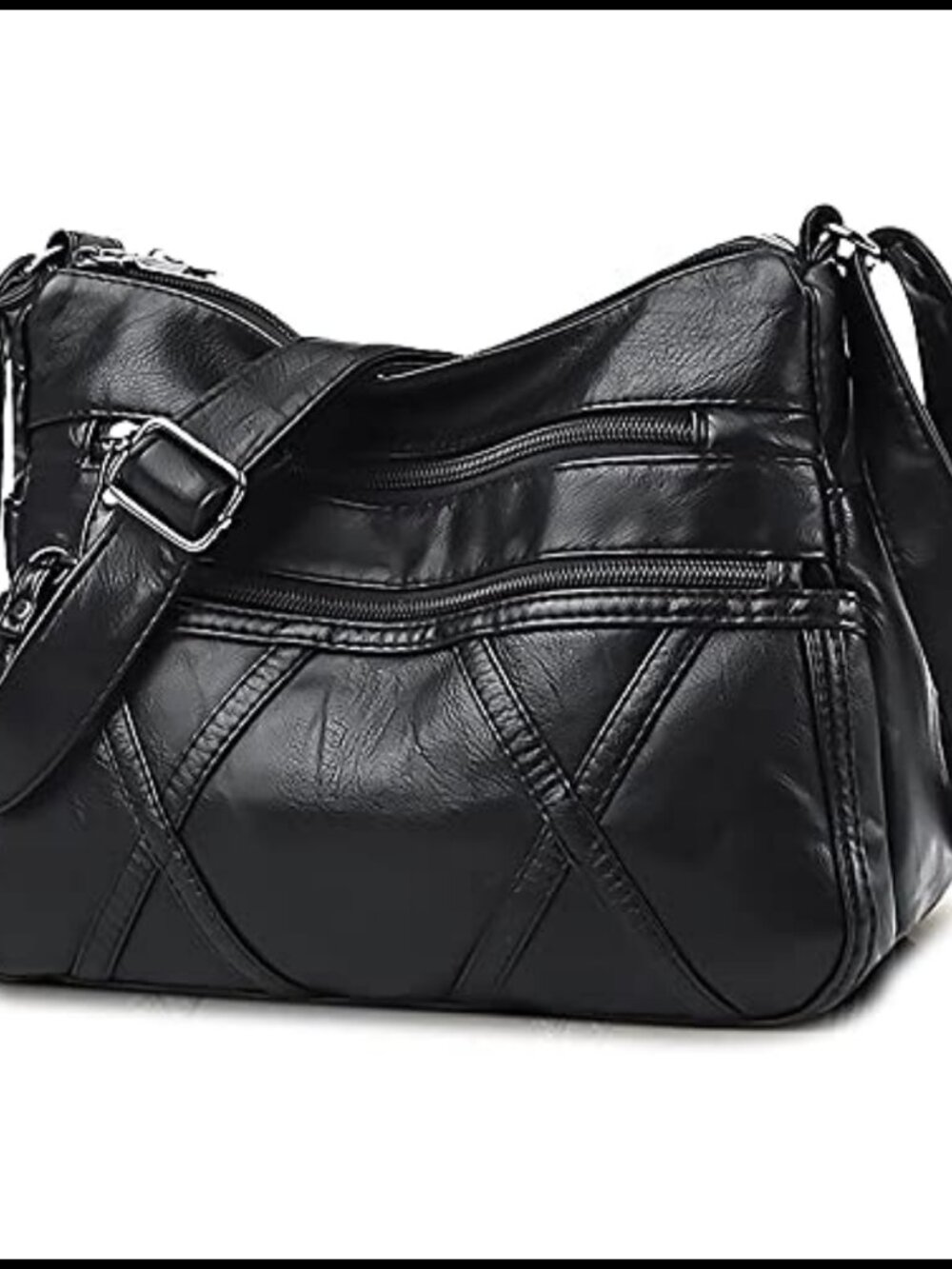 Small Crossbody Bag Washed PU Leather Shoulder Purse Multi Pocket Women